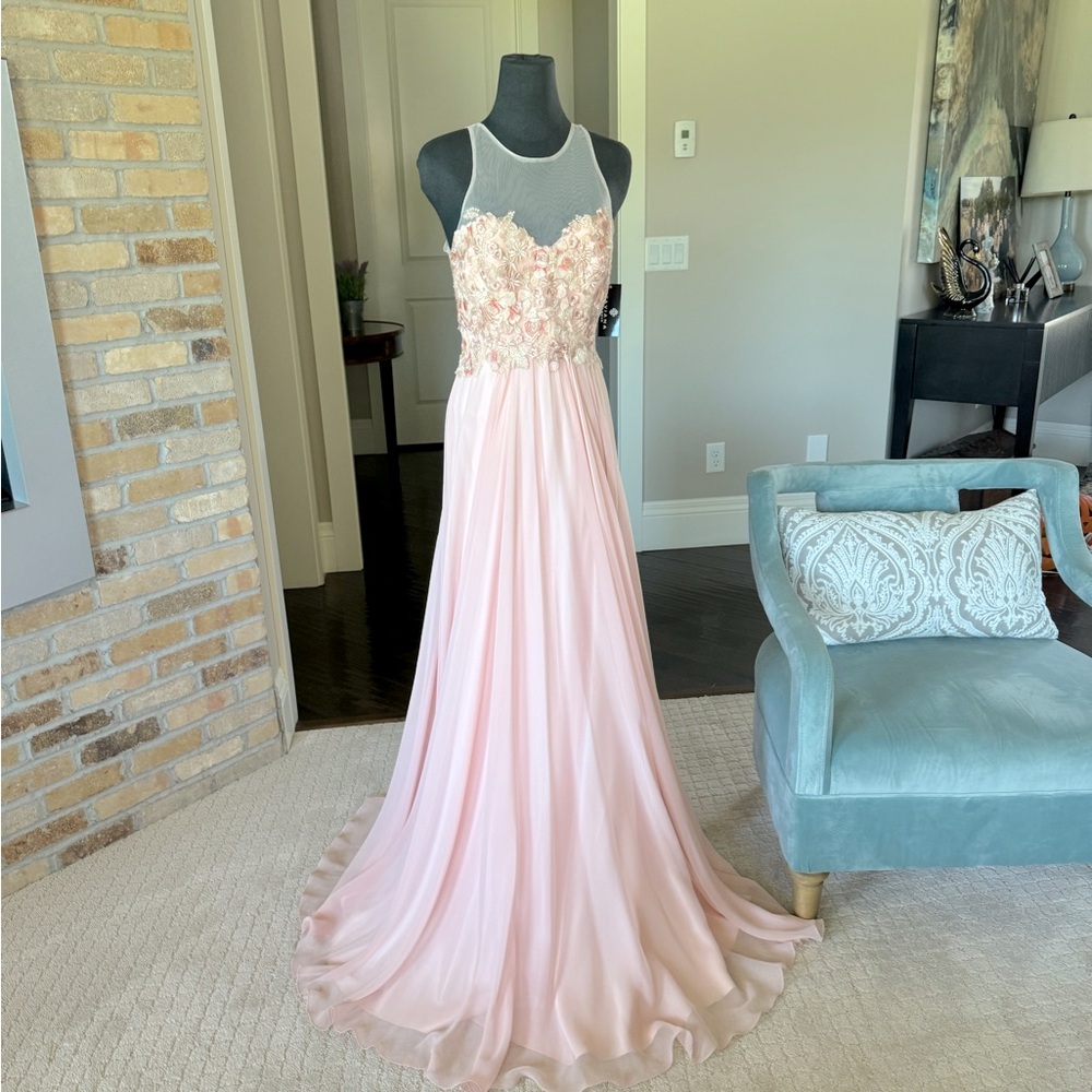 Pink evening gown Fabian’s glamour new with tags size 8 floor sample